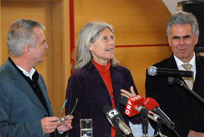 Christine Hubka mit M. Bubik (re) und K. Lauermann (li)