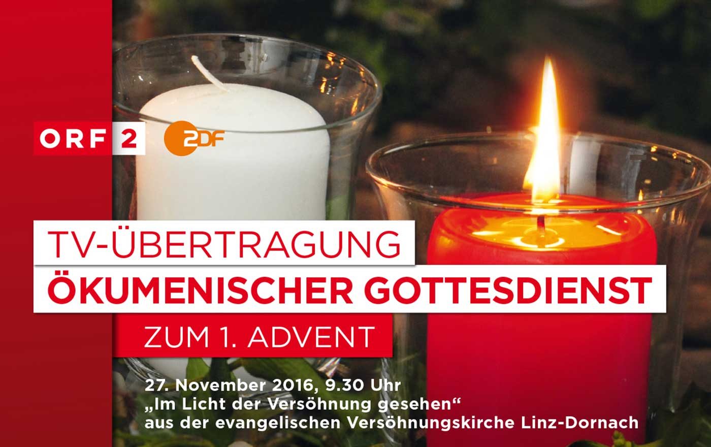 ORF2 und ZDF übertragen am Ersten Adventsonntag den ökumenischen Festgottesdienst aus der evangelischen Versöhnungskirche Linz-Dornach. Foto: epd/Uschmann