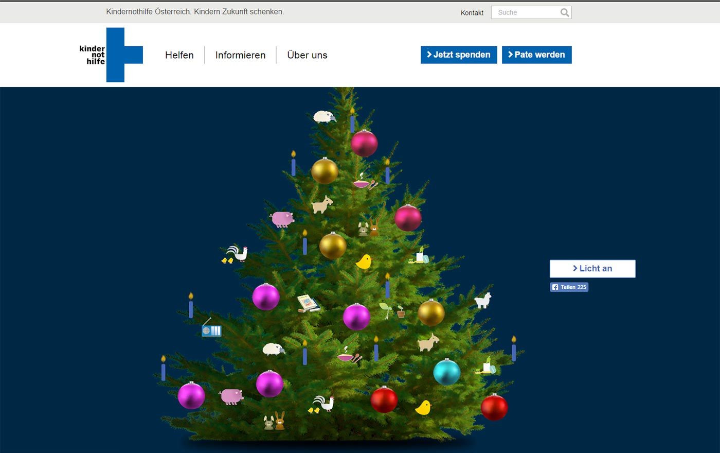 Per Mausklick schenken und nachhaltig helfen mit dem online-Weihnachtsbaum der Kindernothilfe.