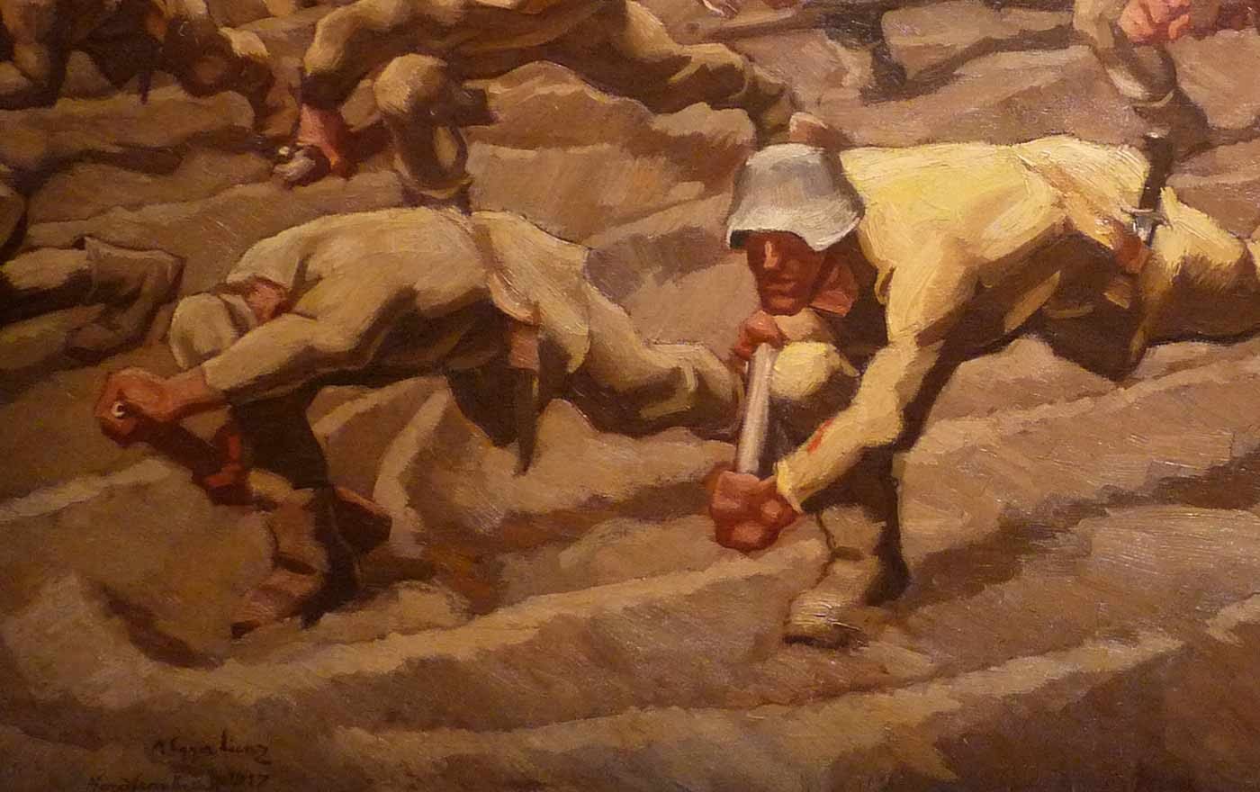 Künstlerisches Zeugnis des Ersten Weltkriegs: Albin Egger-Lienz' Gemälde "Nordfrankreich, 1917" (Detail). Foto: wikimedia/Ji-Elle