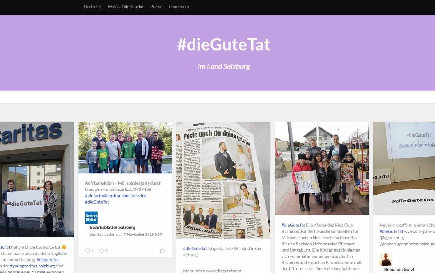 "Good News is Good News": Das Projekt "Die gute Tat" will über positive Ereignisse in Salzburg berichten. Foto: Screenshot