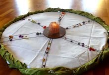 Gestaltendes Element des Gottesdiensts war der Kreis mit der Kerze in der Mitte, der verschiedene Sichtweisen auf Gott symbolisieren sollte. Foto: grandchamp.org