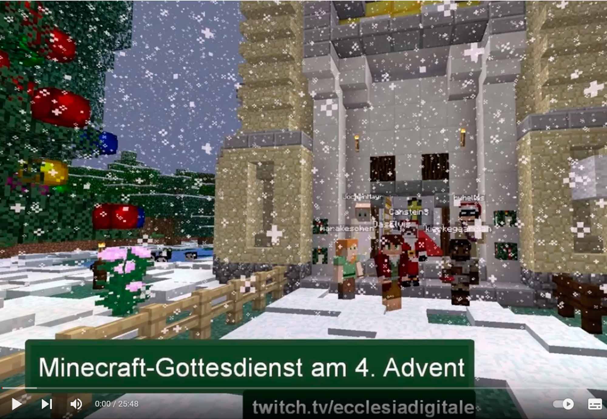 Gemeinde Pöttelsdorf lädt zum Weihnachtsgottesdienst auf Minecraft