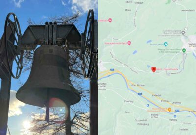Das Läuten der mehr als 10 Tonnen schweren Friedensglocke, die auf rund 1300 Höhenmetern am Ortsrand von Mösern in Tirol hängt, mahnte zu Frieden und Solidarität. Foto: privat