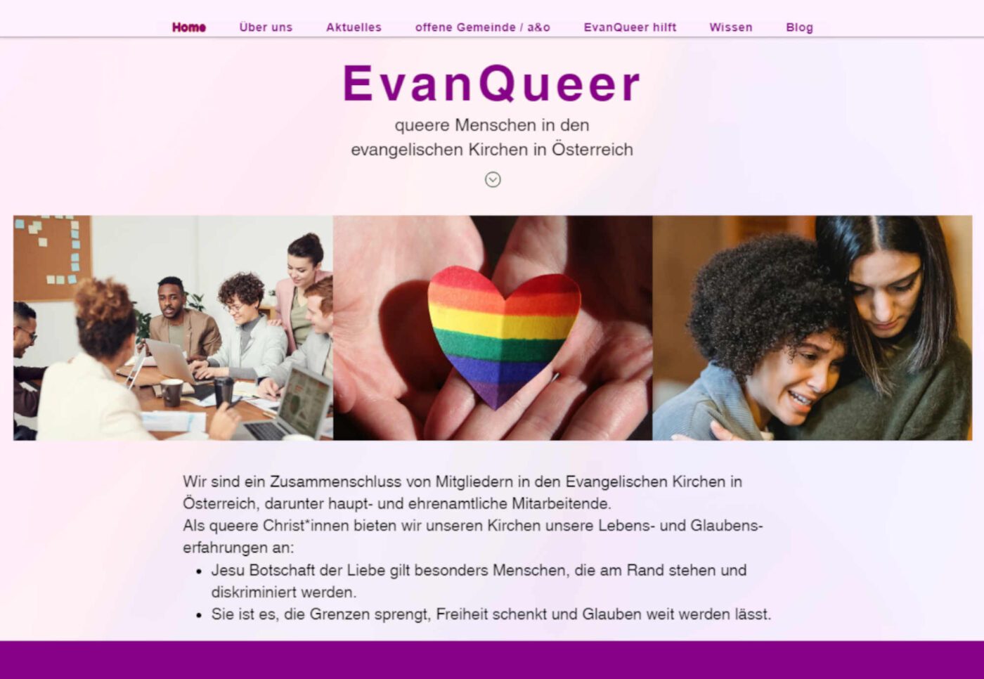 Die Website des Vereins EvanQueer ist seit kurzem online. (Screenshot: epdÖ)